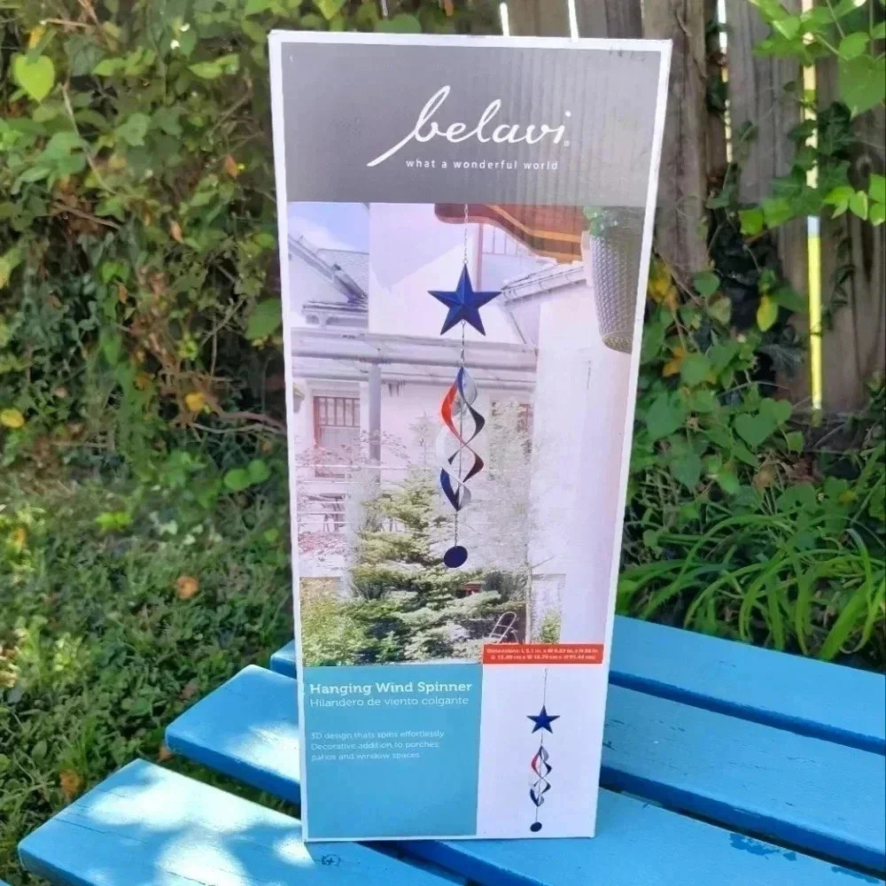Star patriotic wind spinner outdoor red white blue chime home decor accessories